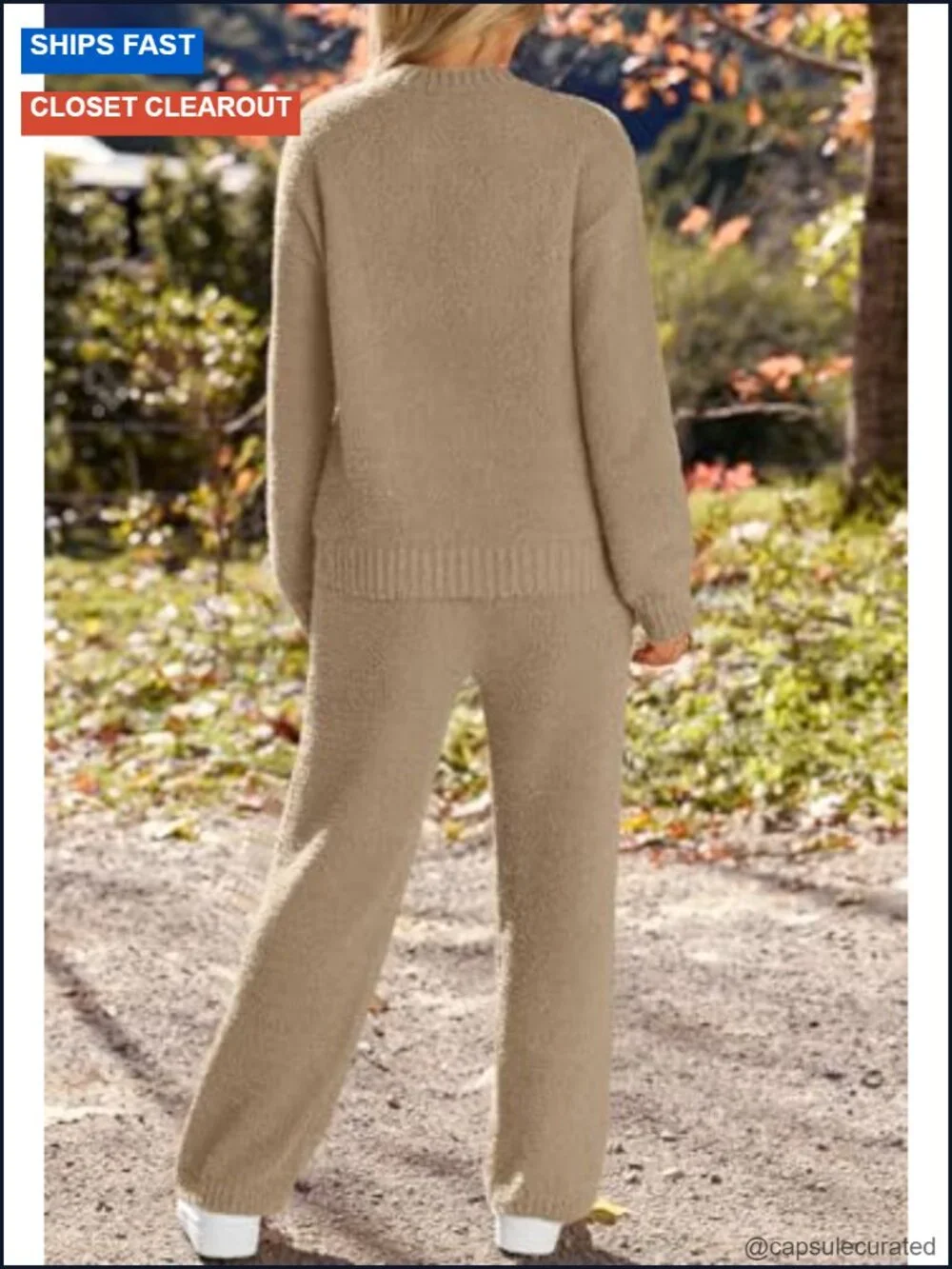 Womens Pajama Sets Fall Lounge Sweater Set Fuzzy Fleece 2 Piece Long Sleeve
